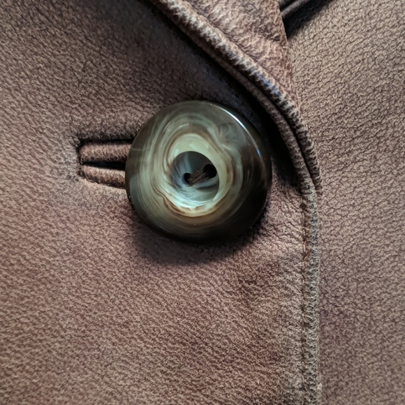Nine West 3 Button Brown Leather Jacket - Picture 2 of 5